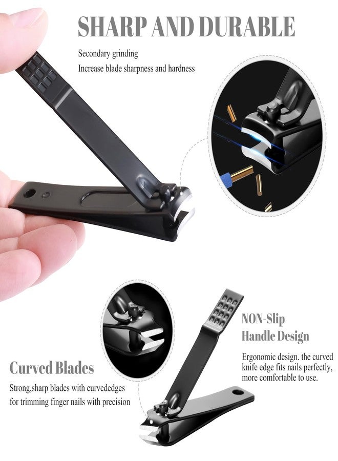 QLNE Nail Clippers Sets High Precisio Stainless Steel Nail Cutter Pedicure Kit Nail File Sharp Nail Scissors and Clipper Manicure Kit Fingernails & Toenails with Portable Stylish case (Black) - Image 3